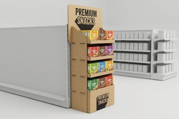 corrugated granola floor display