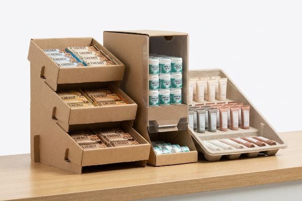 corrugated gravity pulp displays