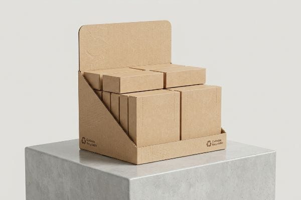 papelão ondulado PDQ reciclável na calçada