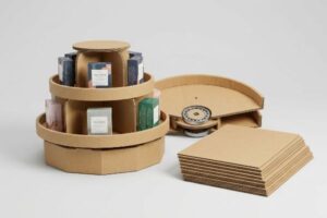 Aus welchen Materialien bestehen die drehbaren Ausstellungsständer?