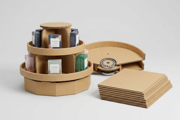 ¿Qué materiales se utilizan para los expositores giratorios?