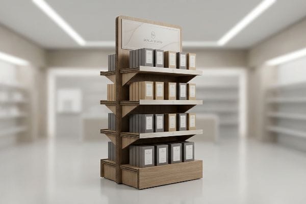 corrugated wood pop display