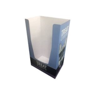 custom blue cardboard display dump bin