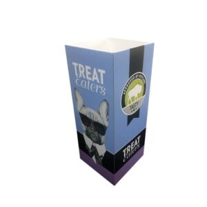 custom blue pet treat cardboard display bin