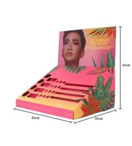 Expositor de cartón rosa personalizado para cosméticos