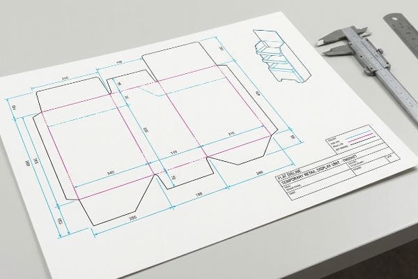 dieline blueprint caliper