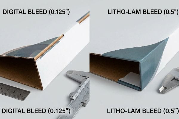 Corrugated box corners compare Digital Bleed (0.125