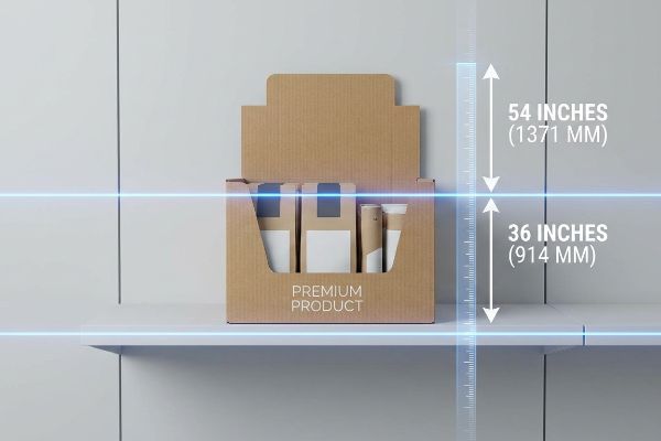 ¿Cuál es la altura media de las estanterías de las tiendas minoristas?