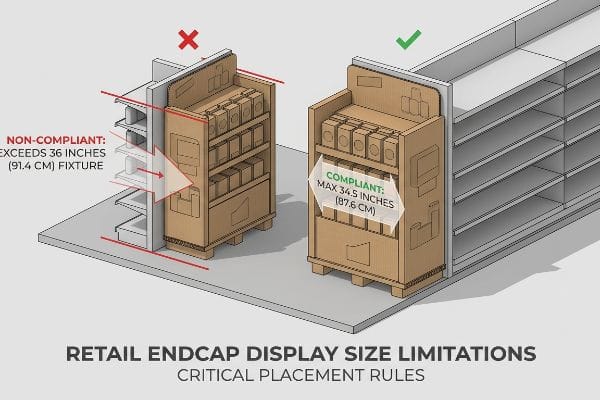 Are there any size limitations for endcap displays?
