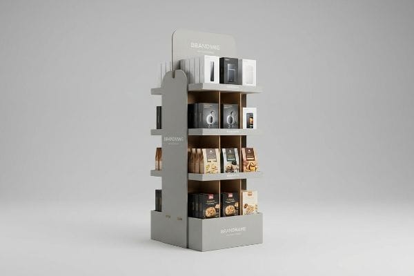 gray corrugated pop display