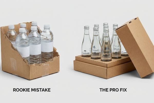 Cardboard packaging comparison: a torn