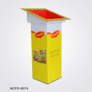 maggi yellow cardboard display bin