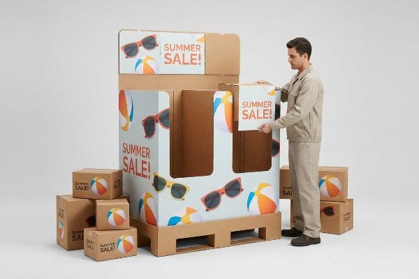 man stocking pallet display