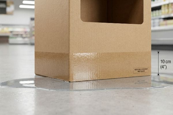 Corrugated cardboard display unit with 10 cm (4
