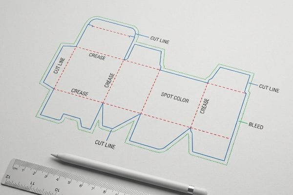 packaging dieline cut crease bleed