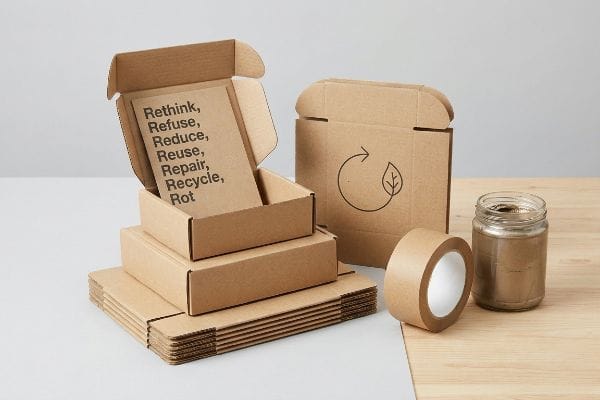 Brown cardboard packaging: an open box with 