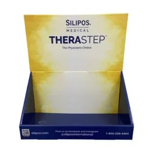 Custom Blue Cardboard Counter Display for Medical Retail – 1-Tier Corrugated PDQ Tray - Walmart PDQ displays