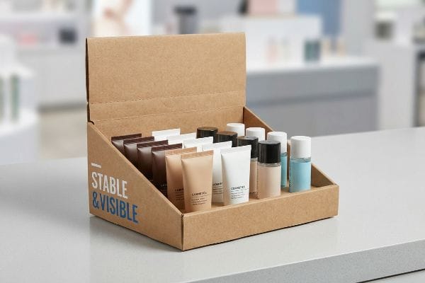 Corrugated cardboard PDQ tray display with 