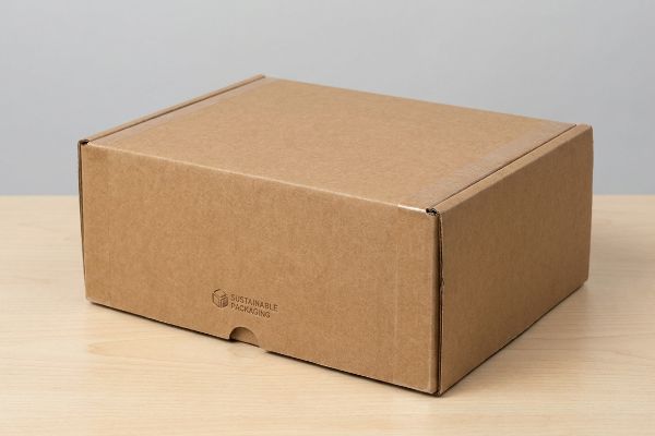 Presenting a brown corrugated box with