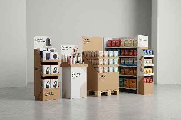 various cardboard sales displays