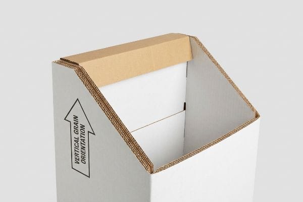 White corrugated box with an internal folded lip, showing 