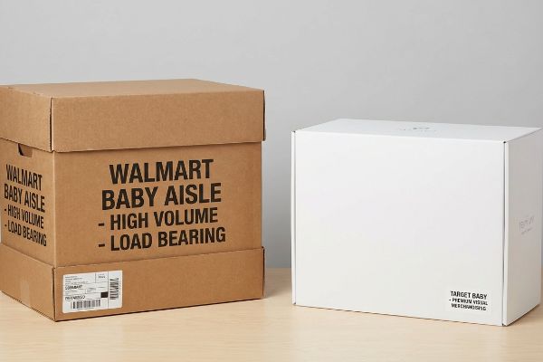 ベビー用品売り場におけるウォルマートとターゲットの小売ディスプレイ要件の主な違いは何ですか?