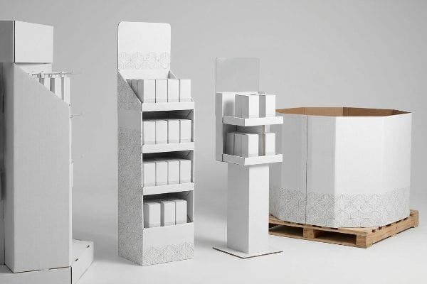 white corrugated display types