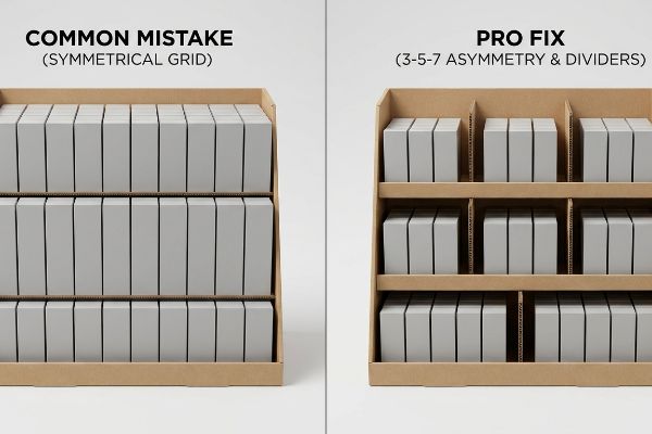 Brown kraft multi-shelf display contrasting 