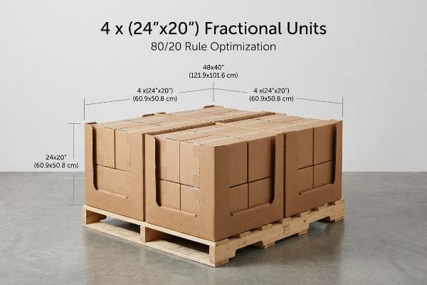 Brown corrugated cardboard fractional units, 4 x (24