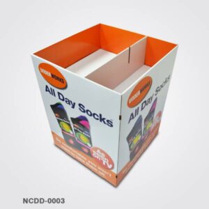 all day socks cardboard display bin