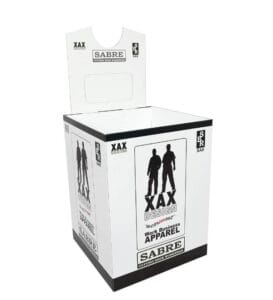 apparel retail cardboard display dump bin