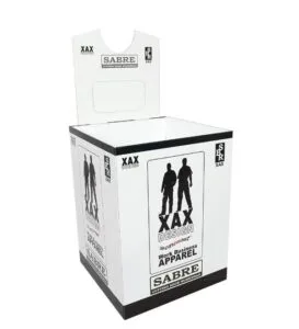 apparel retail cardboard display dump bin