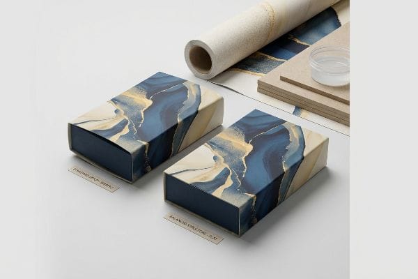 Decorative marble boxes, 'Standard Setup - Warped' vs 'Balanced Structure - Flat'.