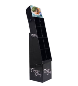 black cardboard floor display stand food retail