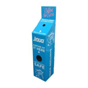 présentoir en carton bleu imprimé personnalisé station d'hygiène
