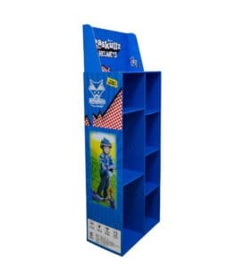 blue raskullz helmet cardboard display fsdu