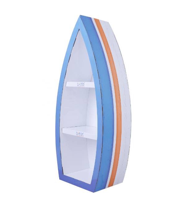 boat shaped cardboard display stand
