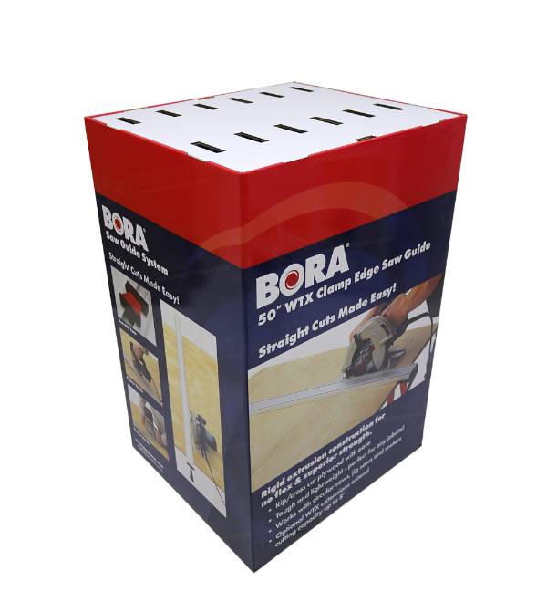 bora hardware saw guide cardboard display