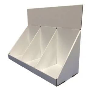 cardboard display 3 compartment white