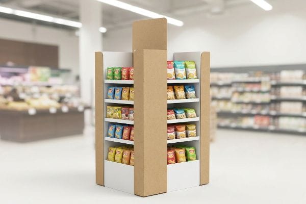 présentoir en carton pour snacks