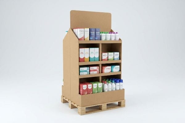 présentoir demi-palette en carton ondulé