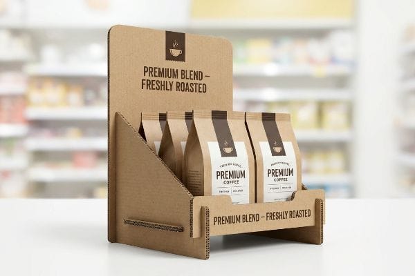 présentoir à café en carton ondulé