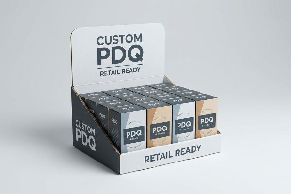 A retail-ready Custom PDQ corrugated display filled with 