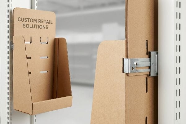 Brown corrugated cardboard power wing display with 
