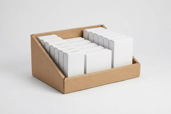 cajas blancas de bandeja PDQ de cartón corrugado