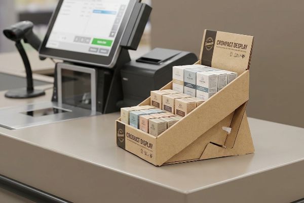 Kraft cardboard tiered display, with 
