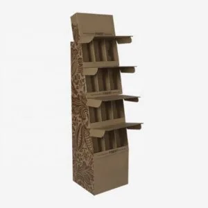 expositor de chocolates personalizado com 4 prateleiras em papelão