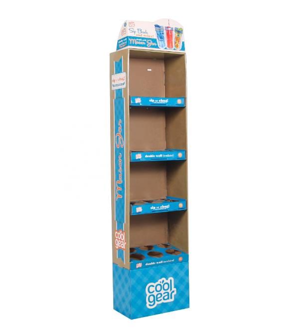 custom 4 tier cardboard beverage floor display