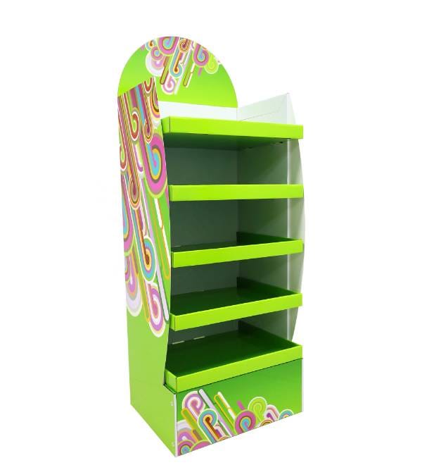 custom 5 tier green cardboard display