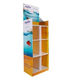 custom 6 compartment cardboard display pond supplies